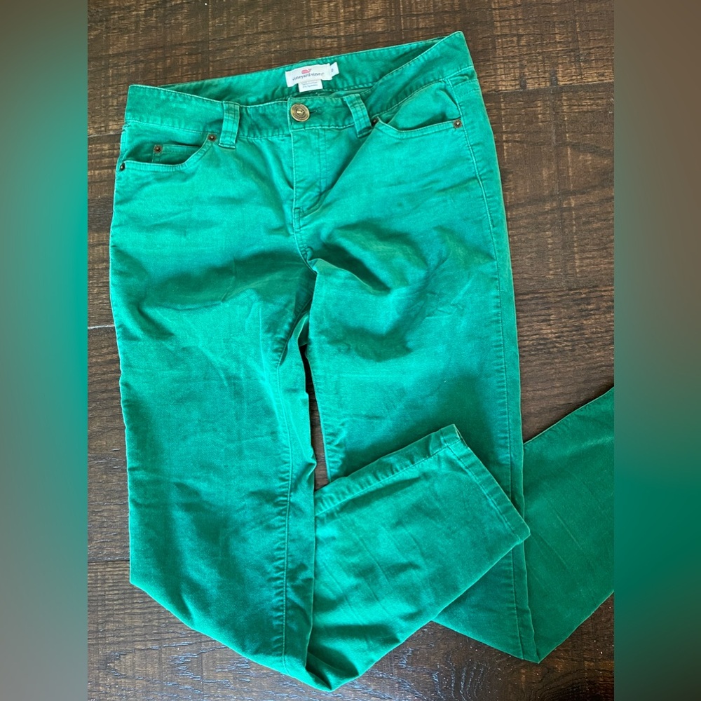 Vineyard Vines green suede pants, size 0